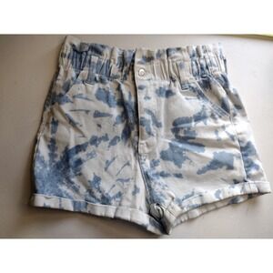 Women's Tie Dye Paperbag Waist‎ Denim Shorts Size M 7-9